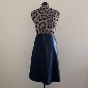 St. John Collection by Marie Gray Black Genuine Leather A Line Midi Skirt 8